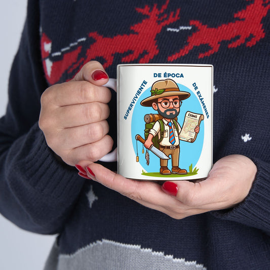 Taza "Profesor superviviente de la época de exámenes" – Cerámica Premium