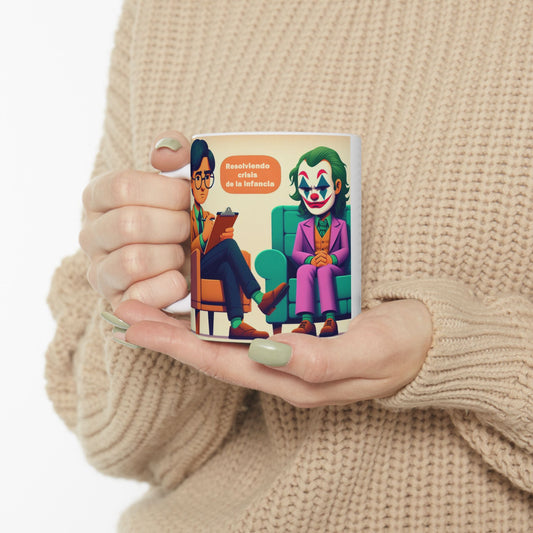 Taza "Joker resolviendo problemas de infancia" – Cerámica Premium