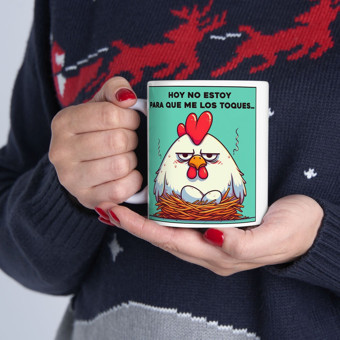 Taza "Hoy no estoy para que me los toques" – Cerámica Premium