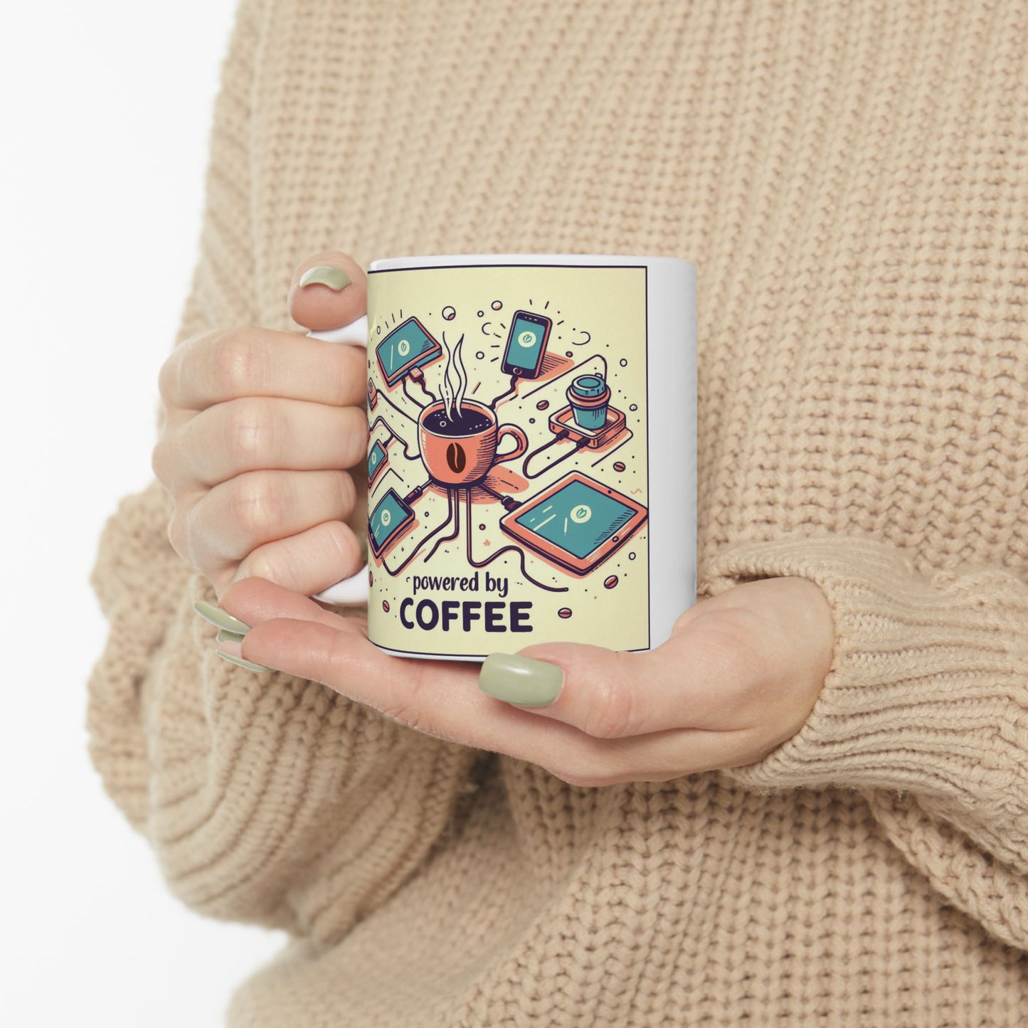 Taza "Powered by Cofee" – Cerámica Premium