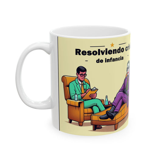 Taza "Joker resolviendo problemas de infancia" – Cerámica Premium
