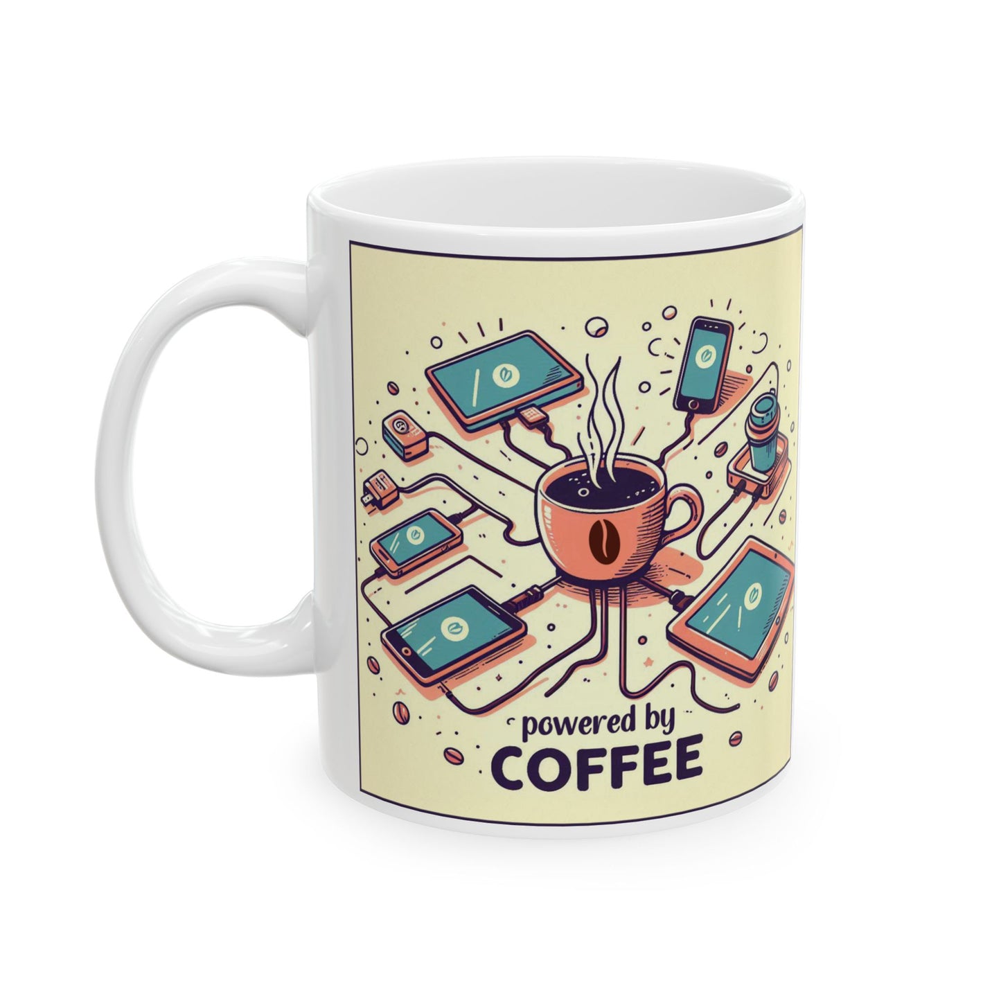 Taza "Powered by Cofee" – Cerámica Premium