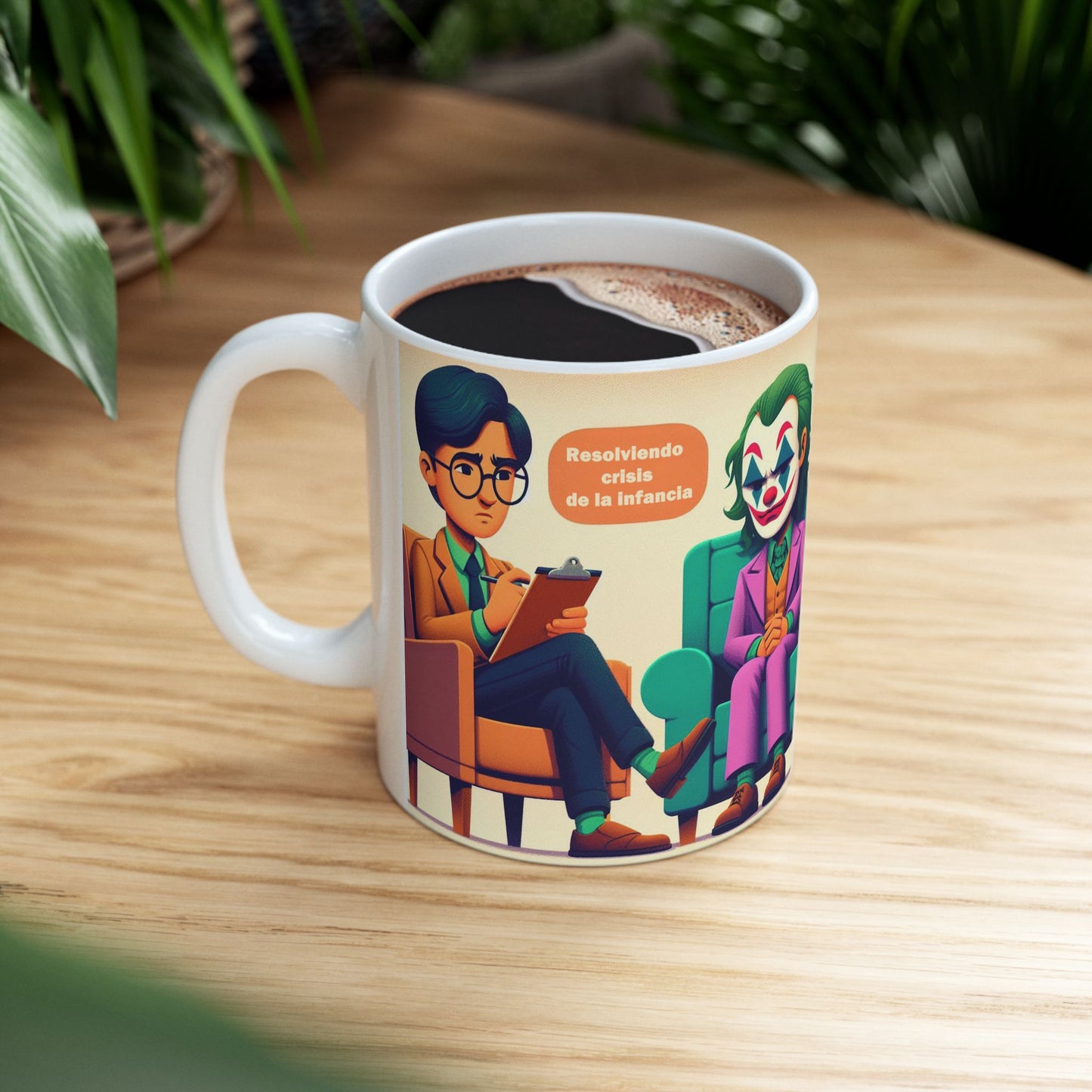 Taza "Joker resolviendo problemas de infancia" – Cerámica Premium