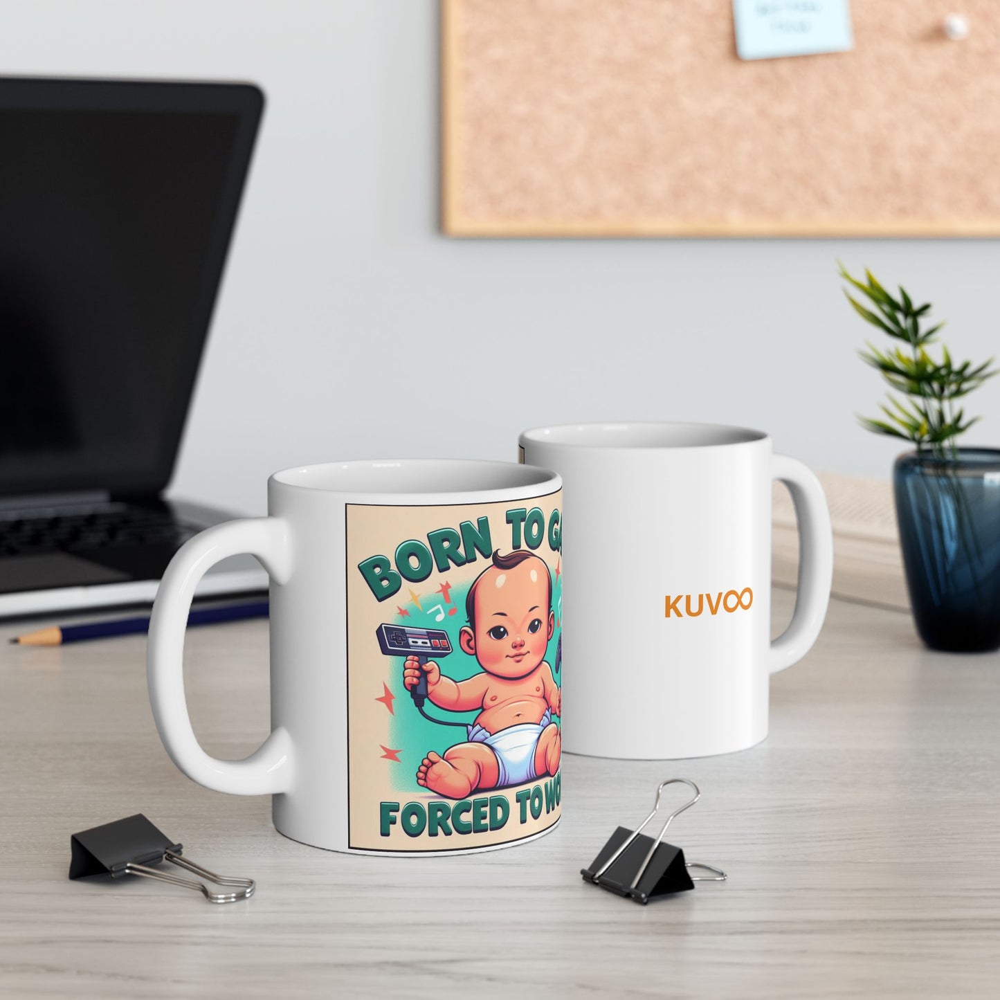 Taza "Born to game Forced to work" – Cerámica Premium