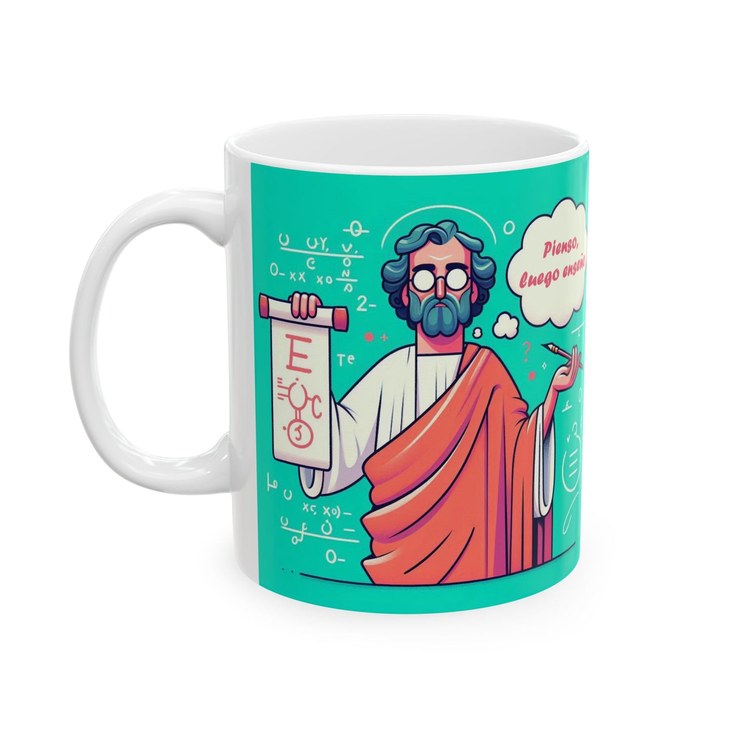 Taza "Pienso, luego enseño" – Cerámica Premium