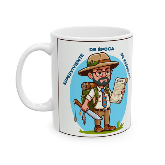 Taza "Profesor superviviente de la época de exámenes" – Cerámica Premium