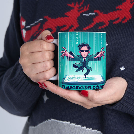 Taza "Programamador, el elegido del código" – Cerámica Premium