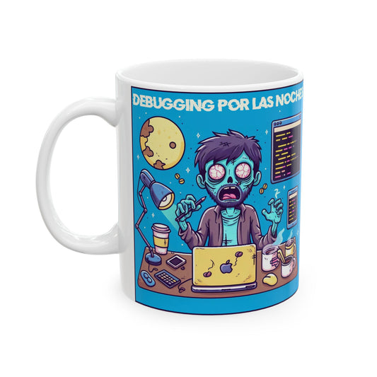 Taza "Programador debugging por las noches" – Cerámica Premium